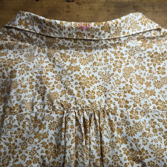 Ann Mashburn 100% Cotton Blouse – Size L - White / Caramel Floral Pattern - Picture 7 of 10
